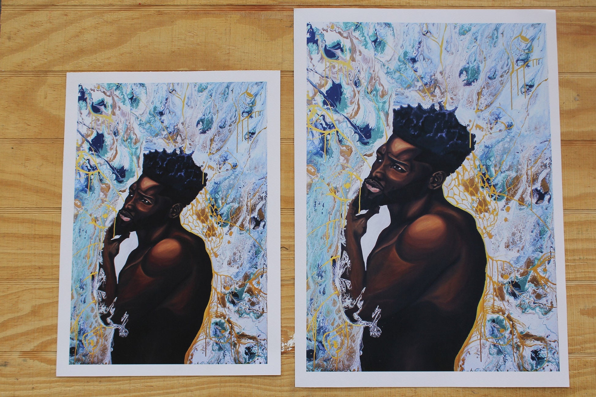 African american men, black art, dark skin guy, personalised gift for her  or for him Art Print by ArtOlB